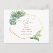 Invitation Carte Postale Fête des mariées géométrique de verdure tropicale (Devant)