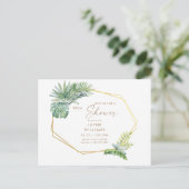 Invitation Carte Postale Fête des mariées géométrique de verdure tropicale (Debout devant)