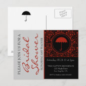 Invitation Carte Postale Fête des mariées gothique noir et rouge (Devant / Derrière)