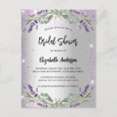 Invitation Carte Postale Fête des mariées lavande argent eucalyptus floral (Devant)