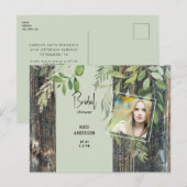 Invitation Carte Postale Fête des mariées photo Eucalyptus Rustic Sage (Devant / Derrière)