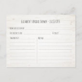 Invitation Carte Postale Fête des mariées Recette Automne Maple Feuille Cit (Dos)