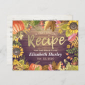 Invitation Carte Postale Fête des mariées Recette Automne Maple Feuille Cit (Devant / Derrière)