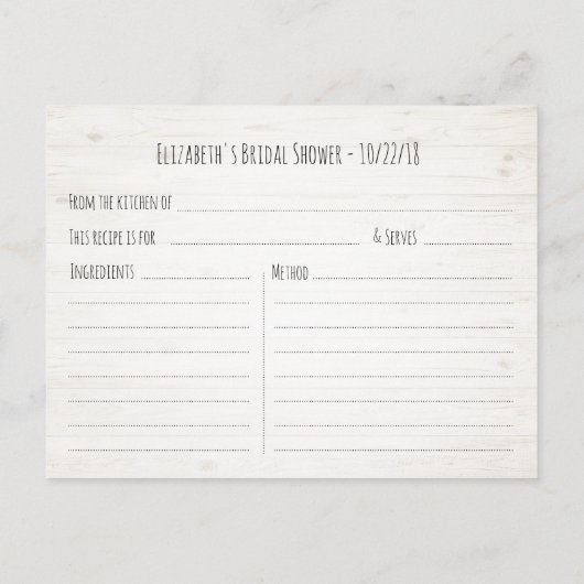 Invitation Carte Postale Fête des mariées Recette Automne Maple Feuille Cit (Dos)