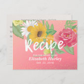 Invitation Carte Postale Fête des mariées Recette Rose Fleur rose Parties s (Devant / Derrière)