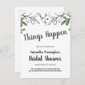 Invitation Carte Postale Fête des mariées reportée vignes blanches et fleur (Devant / Derrière)