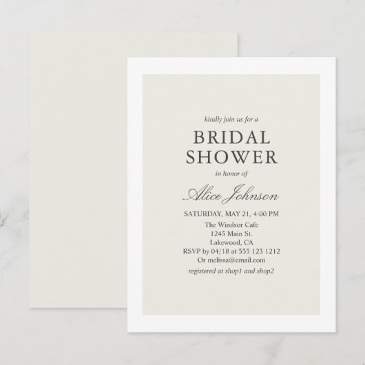 Invitation Carte Postale Fête des mariées simple et élégante (Devant / Derrière)