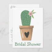 Invitation Carte Postale Fête des mariées Sud-Ouest Vert Cactus Succulent (Devant / Derrière)