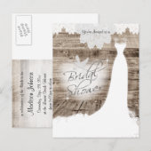 Invitation Carte Postale Fête des mariées sur le bois de la grange avec den (Devant / Derrière)