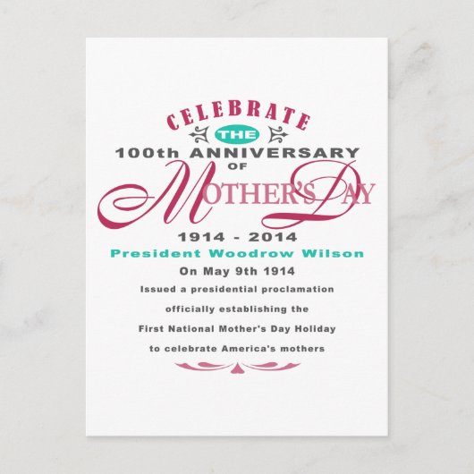 Invitation Carte Postale Fête des mères 2014 - 100 ans (Devant)