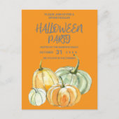 Invitation Carte Postale Fête d'Halloween citrouille à la menthe jaune oran (Devant)