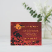 Invitation Carte Postale Fête d'Halloween de chats et chauves-souris noirs  (Debout devant)