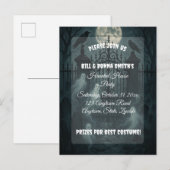Invitation Carte Postale Fête d'Halloween du cimetière éffrayant (Devant / Derrière)