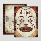 Invitation Carte Postale Fête d'Halloween du Clown déplaisant (Devant / Derrière)