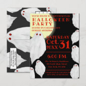 Invitation Carte Postale Fête d'Halloween éffrayant White Ghosts (Devant / Derrière)