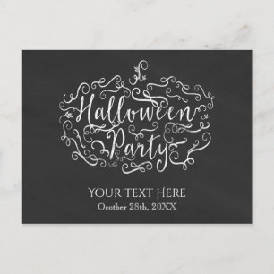 Invitation Carte Postale Fête d'Halloween élégante citrouille tableau noir