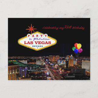 Invitation Carte Postale Fête du 21e anniversaire Las Vegas Postcard