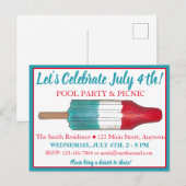 Invitation Carte Postale Fête du 4 juillet Rocket Pop Popsicle Feu d'artifi (Devant / Derrière)