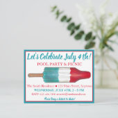 Invitation Carte Postale Fête du 4 juillet Rocket Pop Popsicle Feu d'artifi (Debout devant)