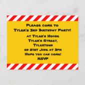 Invitation Carte Postale Fête du camion de pompier (Dos)