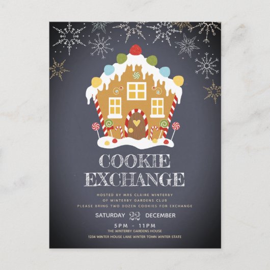 Invitation Carte Postale Fête du Cookie Exchange (Devant)