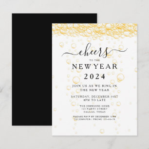 Invitation Carte Postale Fête du Nouvel An Elegant Fizz