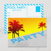 Invitation Carte Postale fête du pool (Devant / Derrière)