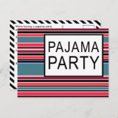 Invitation Carte Postale fête du pyjama rayé (Devant / Derrière)