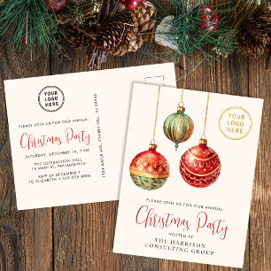 Invitation Carte Postale Fête élégante de Noël d'entreprise