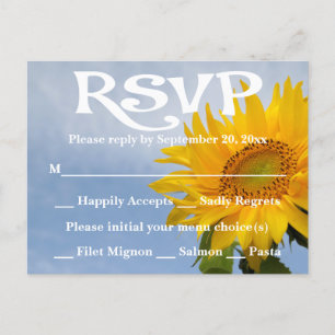 Invitation Carte Postale Fête florale RSVP Sunflower jaune et mariage bleu