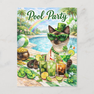 Invitation Carte Postale Fête glamour pour chats de la Saint-Patrick au bor