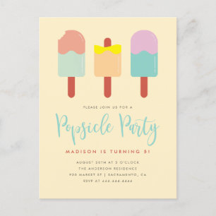 Invitation Carte Postale Fête populaire colorée vibrante Anniversaire d'été