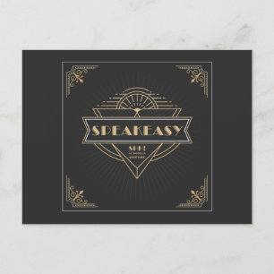 Invitation Carte Postale Fête Speakeasy Art Déco des années 1920 Vintage