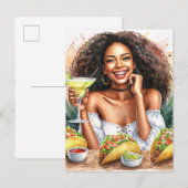 Invitation Carte Postale Fête Tacos avec Margarita (Devant / Derrière)