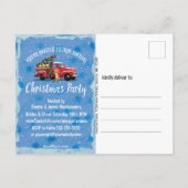 Invitation Carte Postale Fête virtuelle de Noël Chiens de Camion Rouge Vint (Dos)