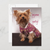 Invitation Carte Postale Fête Yorkie en Pyjama (Devant / Derrière)