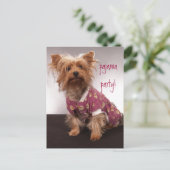 Invitation Carte Postale Fête Yorkie en Pyjama (Debout devant)