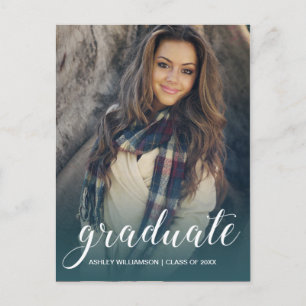 Invitation Carte Postale Fêter la fête de graduation Emerald Ombre