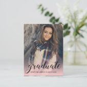 Invitation Carte Postale Fêter la fête de graduation Pink Ombre Photo (Debout devant)