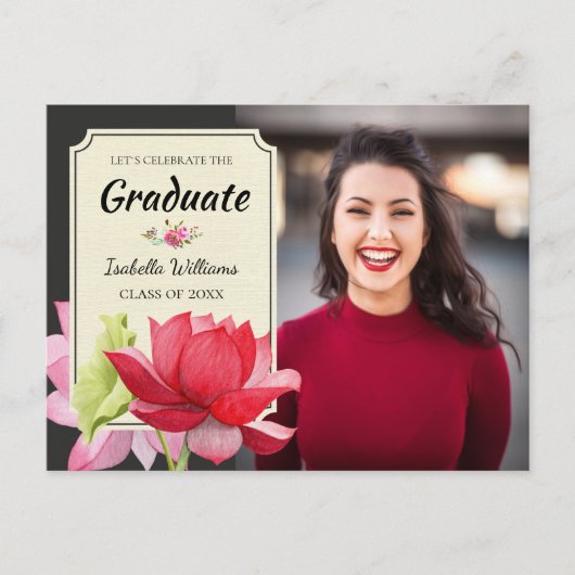 Invitation Carte Postale Fêter l'invitation de la Fête de la graduation pho (Devant)