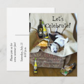 Invitation Carte Postale Fêtons l'invitation de Boston Terrier Party (Devant / Derrière)