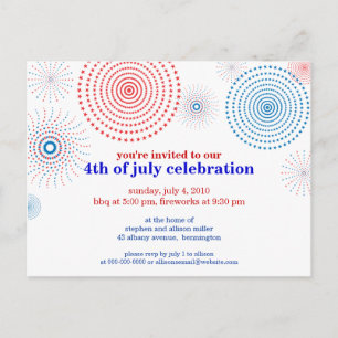 Invitation Carte Postale Feu D'artifice Sur Le Quatrième