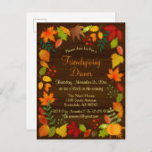Invitation Carte Postale Feuillage Coloré D'Automne Pour Thanksgiving (Devant / Derrière)