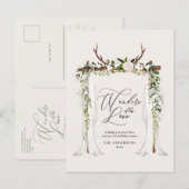 Invitation Carte Postale Feuillage de cerf rustique vacances photo christsm (Devant / Derrière)