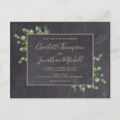 Invitation Carte Postale Feuillage de eucalyptus verdure tableau noir rusti (Devant)