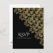 Invitation Carte Postale Feuille d'or Noir Automne Elégance Mariage RSVP (Devant / Derrière)