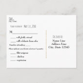 Invitation Carte Postale Feuille d'or Noir Automne Elégance Mariage RSVP (Dos)