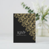 Invitation Carte Postale Feuille d'or Noir Automne Elégance Mariage RSVP (Debout devant)