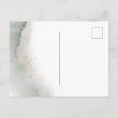 Invitation Carte Postale Feuille et fleur d'aquarelle de verdure douce | Or (Dos)