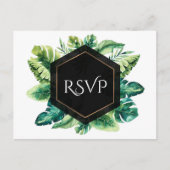 Invitation Carte Postale Feuilles de Forêt Tropicale Élégant Mariage RSVP (Devant)